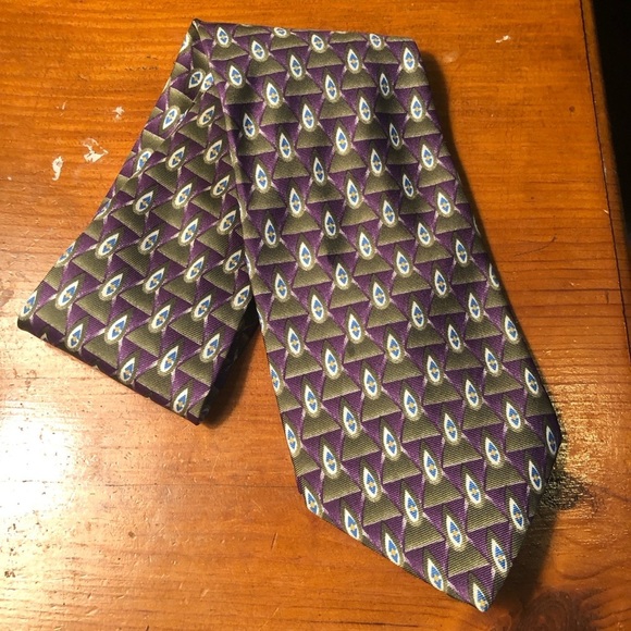 Dior Other - Christian Dior Monsieur Purple and Green Patterned All Silk Tie